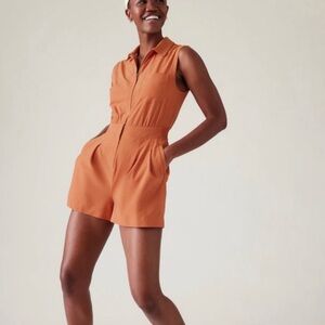 Athleta Orange Sleeveless Romper